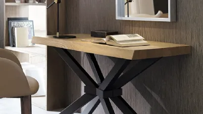 Mobile ingresso Shangai Consolle allungabile con top in legno di Rovere con bordo irregolare di Riflessi
