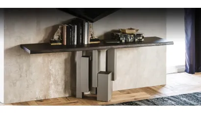 Consolle con base in acciaio e piano in legno massello Skyline di Cattelan Italia