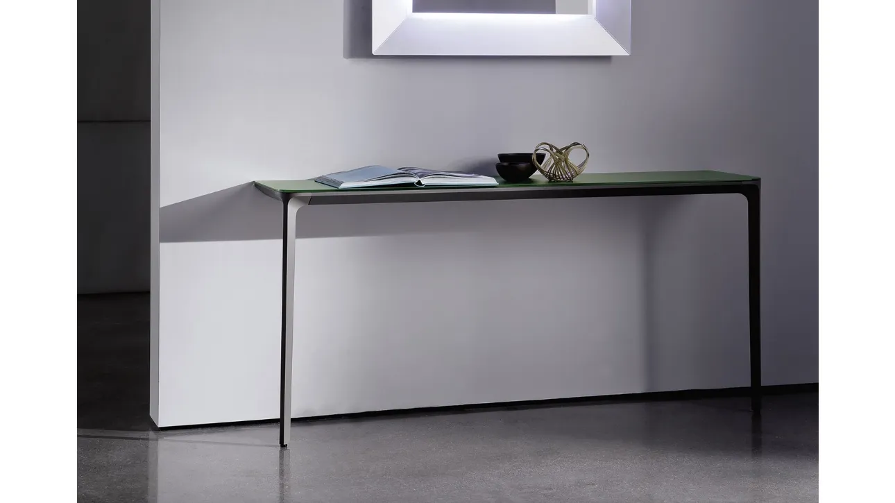 Mobile ingresso Slim 2 Legs con piano in vetro laccato di Sovet