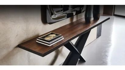 Consolle con base in acciaio verniciato e piano in legno Terminal di Cattelan Italia