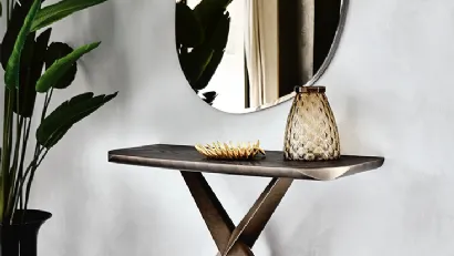 Consolle con piano in legno massello e base in acciaio Terminal Wood-C di Cattelan Italia