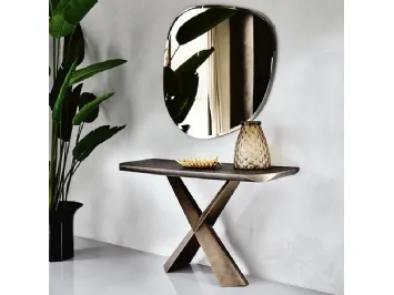 Consolle con piano in legno massello e base in acciaio Terminal Wood-C di Cattelan Italia