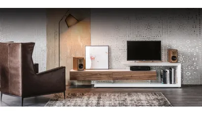 Mobile Porta Tv Link reversibile e adattabile in lunghezza in Noce Canaletto di Cattelan Italia