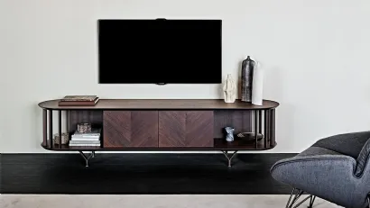 Mobile Porta Tv in legno Noce Canaletto con inserti in metallo Costes di Cattelan Italia