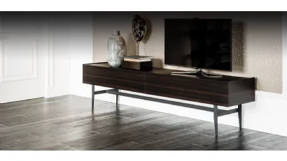 Mobile Porta Tv Horizon in legno di Rovere bruciato con top in cristallo di Cattelan Italia