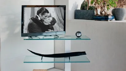 Mobile Porta TV in acciaio con ripiani in vetro Play di Cattelan Italia
