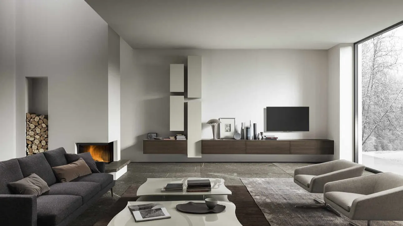 Mobile sospeso in legno e laccato opaco ModulArt di Presotto
