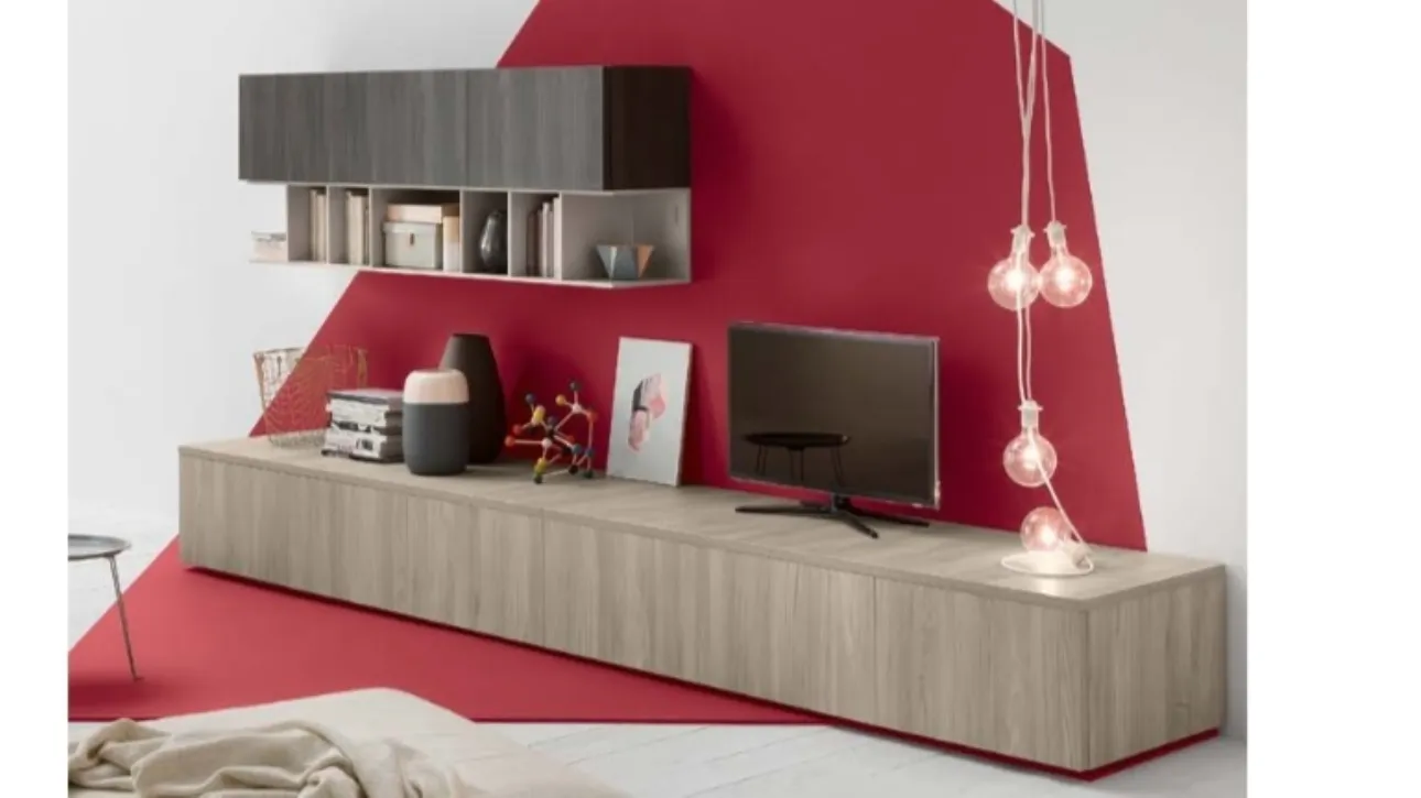 Parete Attrezzata Modulo 6 finitura Olmo Chiaro e Scuro di Veneta Cucine