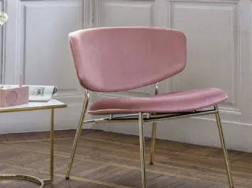 Poltroncina classica con struttura in ottone lucido Fifties di Calligaris