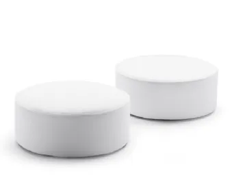 Pouf Discovery tondo e rivestito in ecopelle dallo stile moderno di Biba salotti