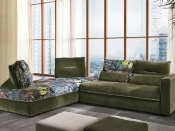 Divano letto angolare in velluto e motivi floreali Flam di Max Divani