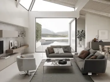 Divano ad angolo in tessuto con base in metallo Saint Barth di Presotto