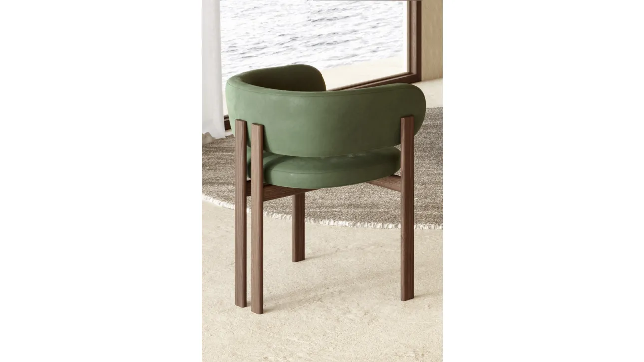 Sedia in pelle con base in legno Bay Wood Armchair di Nature Design