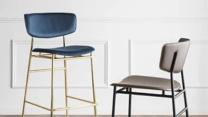 Sgabello in microfibra con struttura in metallo Fifties 01 di Calligaris
