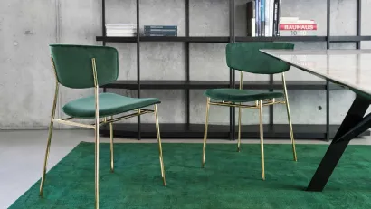 Sedia in tessuto con struttura in ottone lucido Fifties di Calligaris