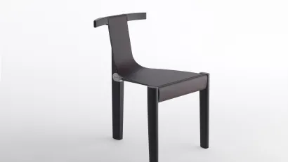 Sedia di design in cuoio con struttura in legno e fibra di carbonio Pablita di Horm