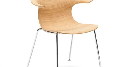 Sedia impilabile in legno e metallo Loop 3D Wood 4 Legs di Infiniti