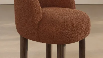 Sedia in tessuto con gambe in legno Pebble di Nature Design