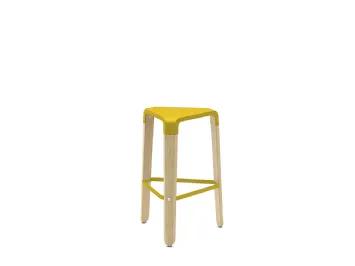 Sgabello Picapau Kitchen Stool in polipropilene Bianco con telaio in legno di Faggio massello laccato Bianco di Infiniti