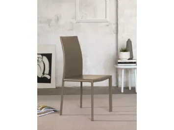 Sedia Vanity S376 completamente rivestita in cuoio rigenerato di Friulsedie