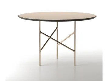 Tavolo rotondo Alexander con top in vetro retroverniciato e gambe in metallo di Horm