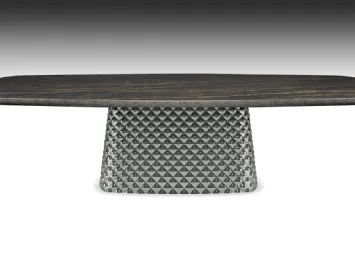 Tavolo con base in cristallo e piano in ceramica Atrium Keramik Premium di Cattelan Italia