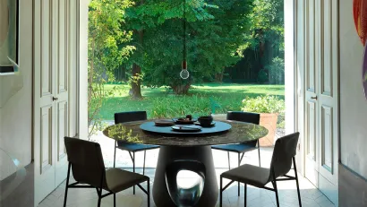 Tavolo di design in marmo con disco centrale girevole Barbara Marmo di Horm