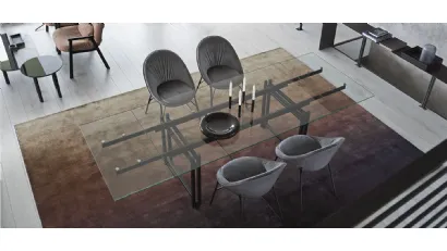 Tavolo allungabile con piano in vetro e struttura in metallo Berlin di Calligaris