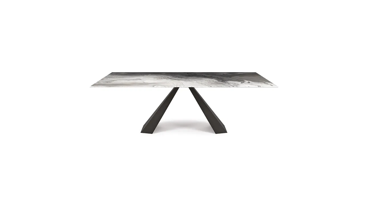 Tavolo con base in metallo e top in cristallo decorato Eliot Crystalart di Cattelan Italia