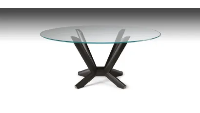 Tavolo rotondo con base in acciaio e piano in vetro Planer Round di Cattelan Italia