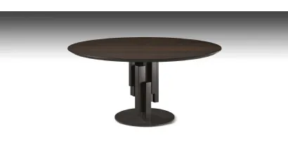 Tavolo con base in metallo e piano rotondo in legno Skyline Wood Round di Cattelan