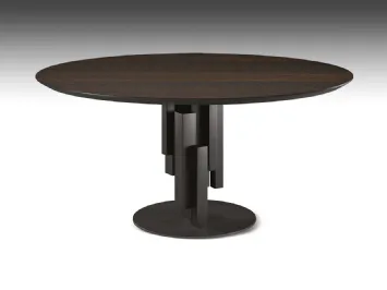 Tavolo con base in metallo e piano rotondo in legno Skyline Wood Round di Cattelan