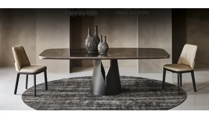 Tavolo in ceramica con base rotonda in acciaio Giano Keramic Premium di Cattelan Italia