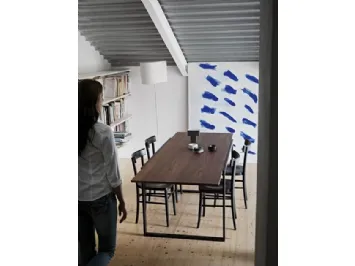 Tavolo allungabile in legno con base in metallo Wow Plus di Horm