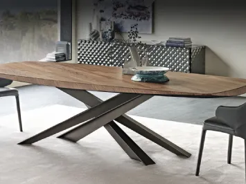 Tavolo rettangolare con piano in legno pregiato Lancer Wood di Cattelan Italia