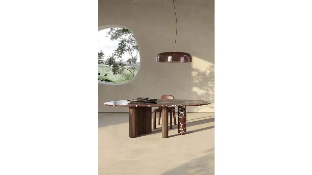 Tavolo in marmo e struttura in marmo e legno Lymph di Nature Design