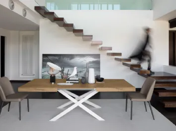 Tavolo allungabile in legno con base in metallo Modus T63 di Friulsedie
