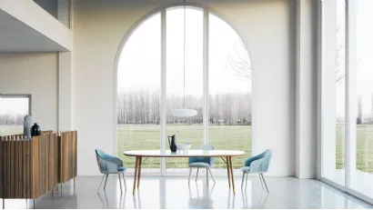 Tavolo ovale in vetro retrolaccato New Merge 01 di Presotto