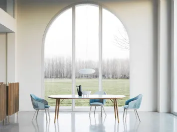 Tavolo ovale in vetro retrolaccato New Merge 01 di Presotto