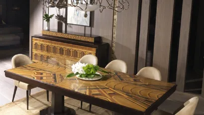 Tavolo Palazzi Galleria Vittorio Emanuele realizzato con intarsi in legno pregiato di Arte Brotto
