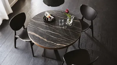 Tavolo rotondo in ceramica con base quadrata Ribot Keramik Bistrot di Cattelan Italia