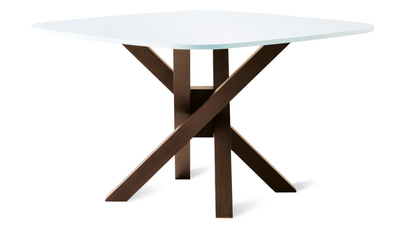 Tavolo rotondo con gambe in legno e piano in vetro Sache di Veneta Cucine