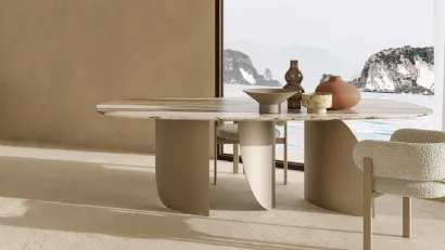 Tavolo in marmo con struttura in metallo Sail di Nature Design