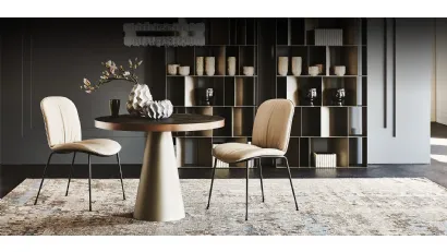 Tavolo con base conica in acciaio e piano in ceramica Saturno Keramik Bistrot di Cattelan Italia