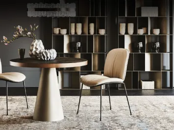 Tavolo con base conica in acciaio e piano in ceramica Saturno Keramik Bistrot di Cattelan Italia