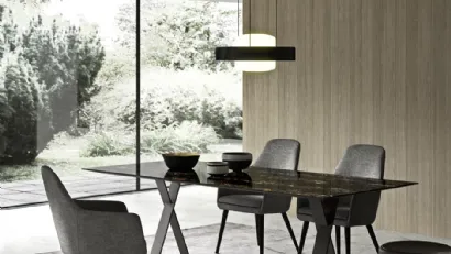 Tavolo rettangolare Tailor in ceramica con base in metallo di Presotto