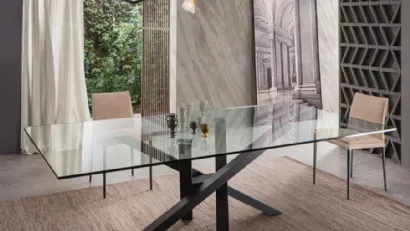 Tavolo con top in cristallo Shangai Vetro di Riflessi
