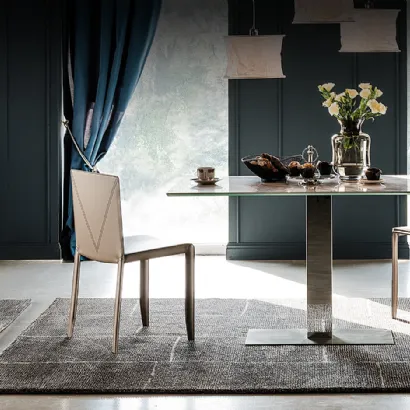 Tavolo allungabile in legno con base in cristallo Ikon Drive di Cattelan Italia