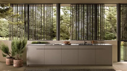 Cucina Design lineare Haiku Outdoor in ecomalta con top in marmo di Key Cucine