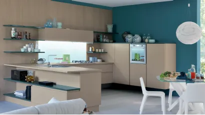 Cucina Moderna con penisola Extra Go in laccato opaco Beige Ecru di Veneta Cucine